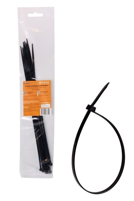 Стяжки (хомуты) кабельные AIRLINE ACT-N-25 (3.6х300 мм, пластиковые, черные, 10 штук)