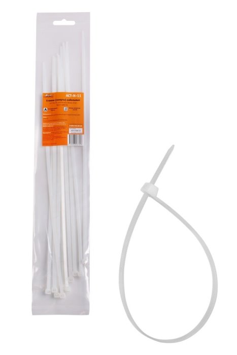 Стяжки (хомуты) кабельные AIRLINE ACT-N-11 (4.8х350 мм, пластиковые, белые, 10 штук)