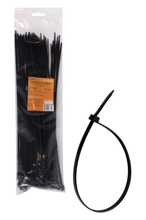 Стяжки (хомуты) кабельные AIRLINE ACT-N-28 (4.8х350 мм, пластиковые, черные, 100 штук)