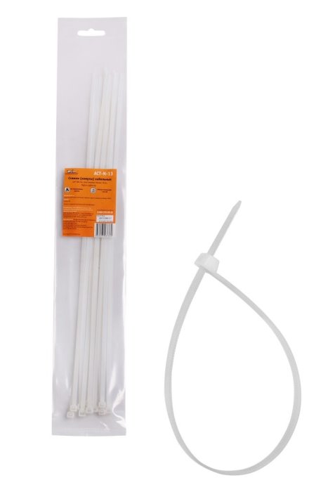 Стяжки (хомуты) кабельные AIRLINE ACT-N-13 (4.8х400 мм, пластиковые, белые, 10 штук)