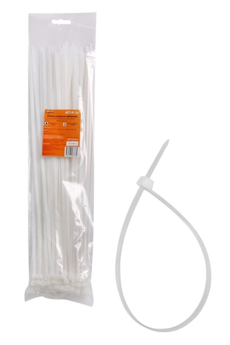 Стяжки (хомуты) кабельные AIRLINE ACT-N-14 (4.8х400 мм, пластиковые, белые, 100 штук)