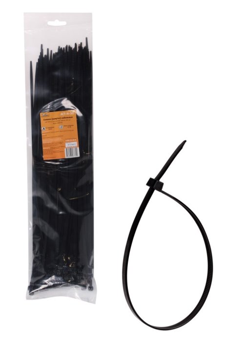 Стяжки (хомуты) кабельные AIRLINE ACT-N-30 (4.8х400 мм, пластиковые, черные, 100 штук)
