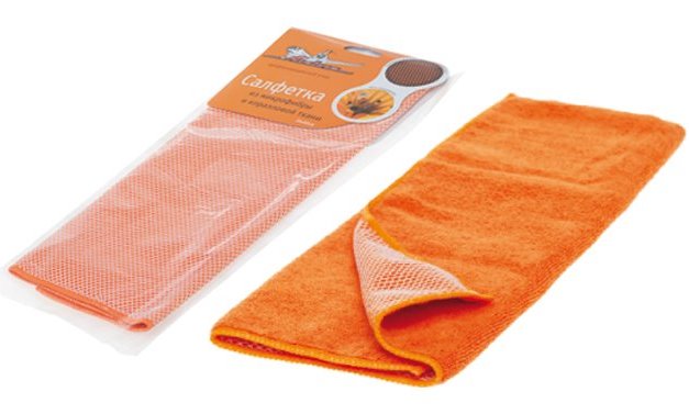 Салфетка из микрофибры и коралловой ткани оранжевая AIRLINE AB-A-04 (35х40 см)
