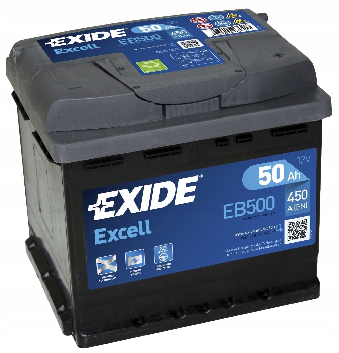Аккумуляторная батарея Exide Excell EB500 (12В, 50А/ч)