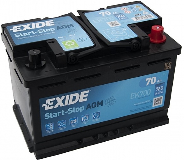 Аккумуляторная батарея Exide Micro-Hybrid AGM EK700 (12В, 70А/ч)