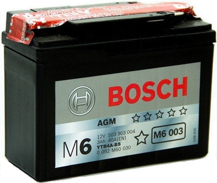 Аккумуляторная батарея Bosch Funstart AGM 0 092 M60 030 (12В, 3А/ч)