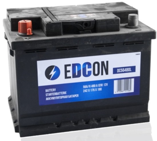 Автомобильный аккумулятор EDCON DC56480L (12В, 56А/ч)