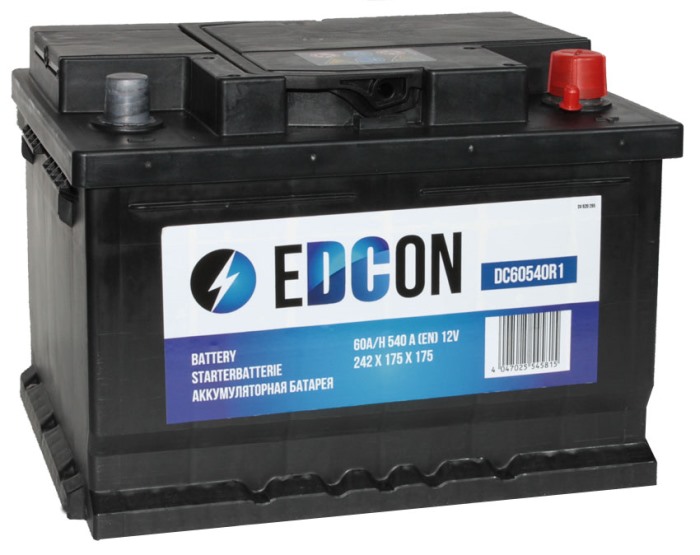 Автомобильный аккумулятор EDCON DC60540R (12В, 60А/ч)