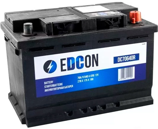 Автомобильный аккумулятор EDCON DC70640R (12В, 70А/ч)