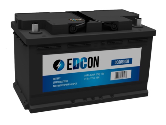 Автомобильный аккумулятор EDCON DC80620R (12В, 80А/ч)