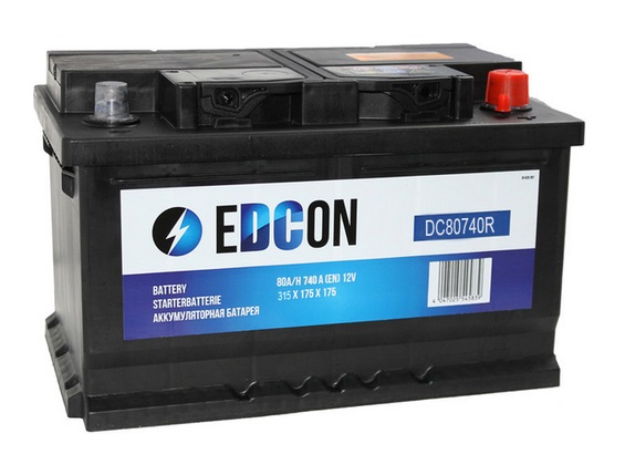 Автомобильный аккумулятор EDCON DC80740R (12В, 80А/ч)