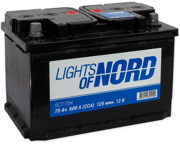 Батарея аккумуляторная Lights of Nord 6CT-75N (12В, 75А/ч)