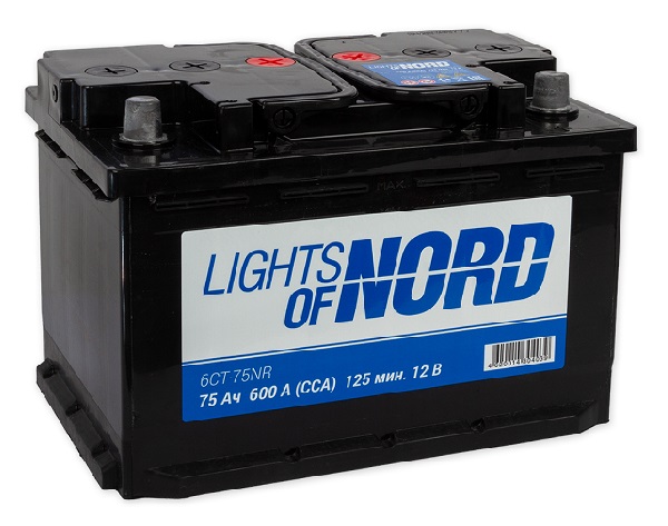 Аккумулятор Lights of Nord 6CT-75NR (12В, 75А/ч)