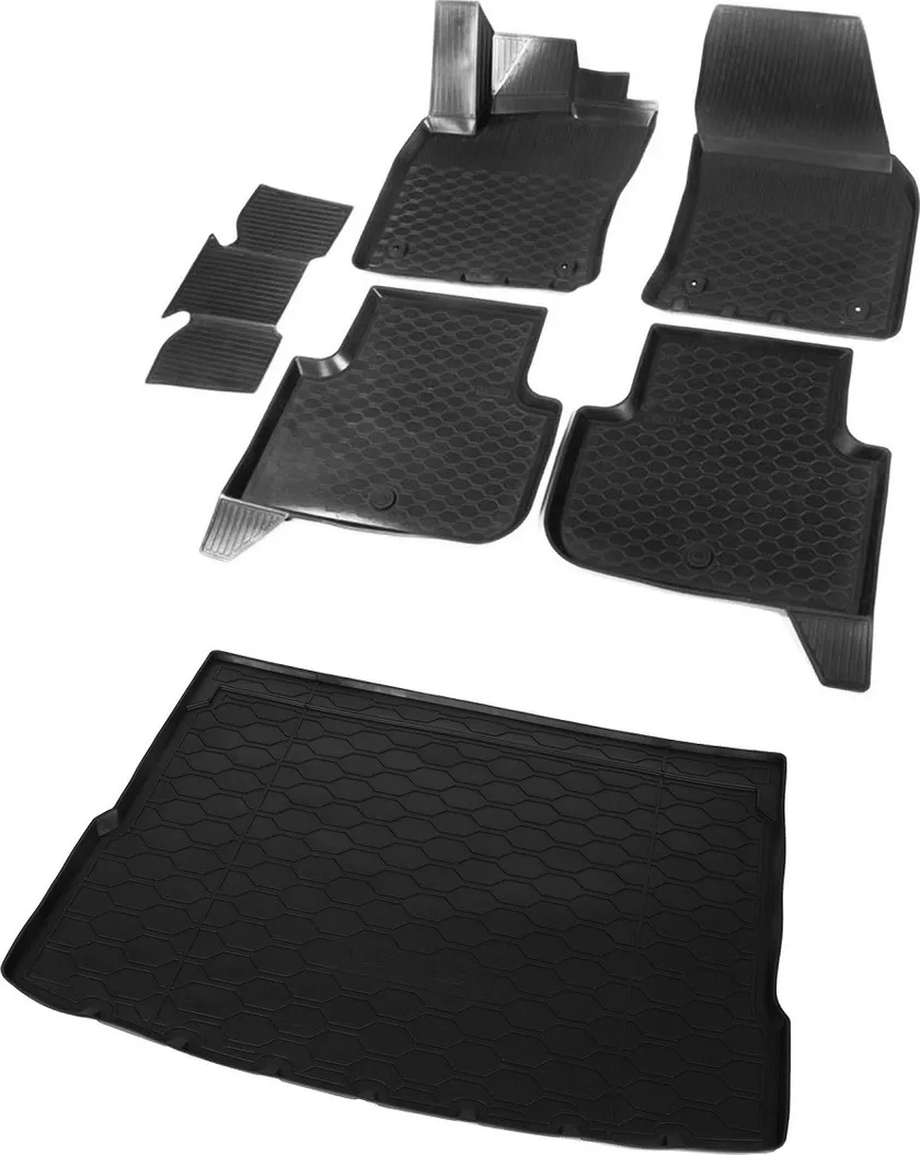 Комплект ковриков Rival для салона и багажника Volkswagen Tiguan II (ровный пол багажника) 2016-2020