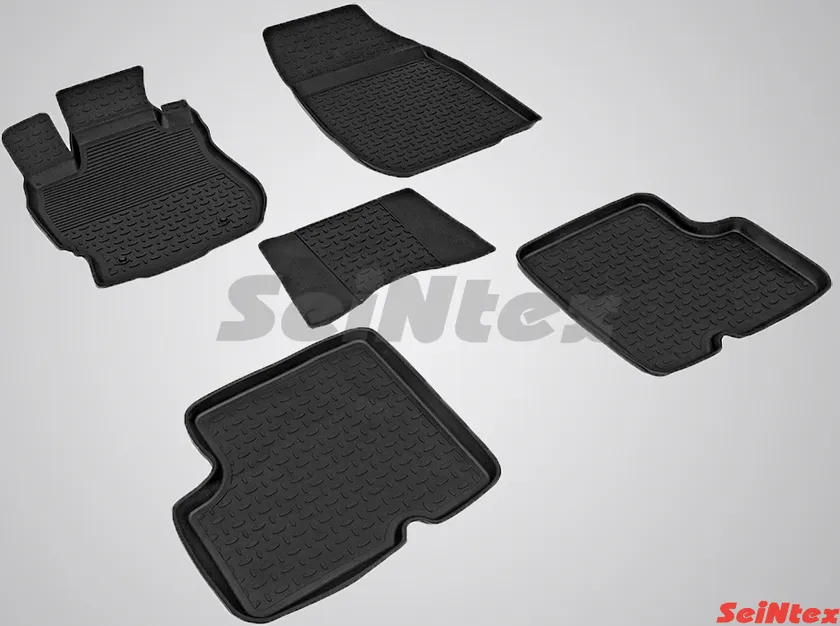 Коврики резиновые Seintex с высоким бортиком для салона Nissan Almera G15 2013-2020