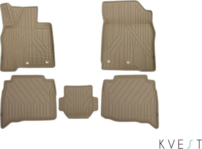 Коврики KVEST 3D для салона Toyota Land Cruiser 200 рестайлинг 2015-2020 Бежевый, бежевый кант