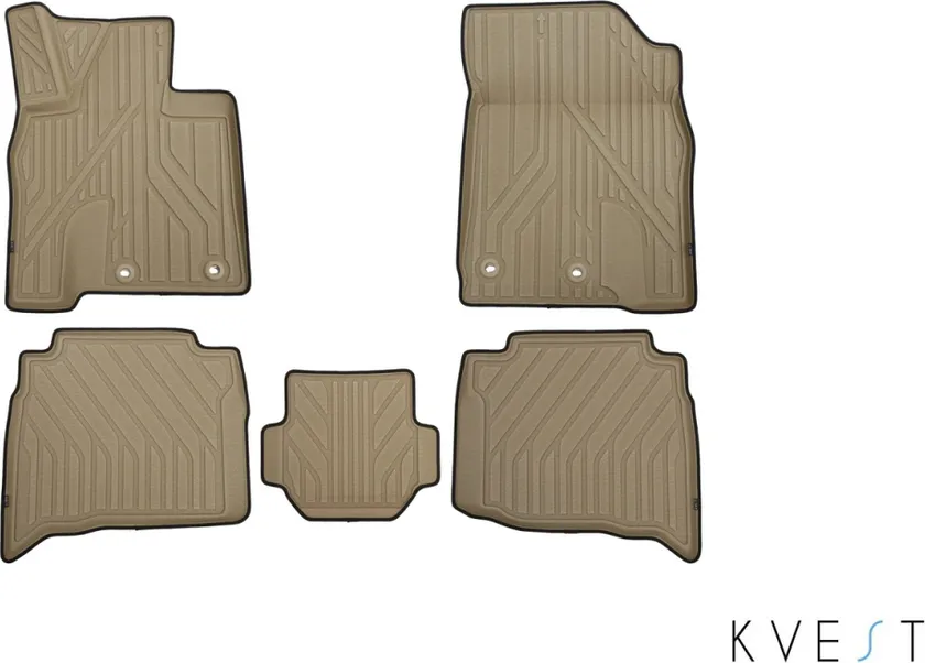 Коврики KVEST 3D для салона Toyota Land Cruiser 200 рестайлинг 2015-2020 Бежевый, черный кант
