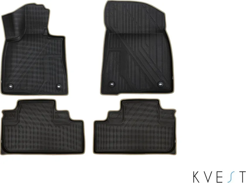 Коврики KVEST 3D для салона Lexus RX IV 2015-2020 Черный, бежевый кант