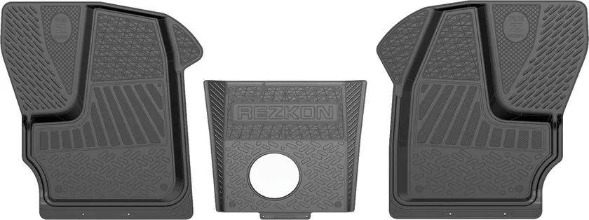 Коврики Rezkon резиновые передний ряд сидений для салона ГАЗ Газель Next 2013-2020