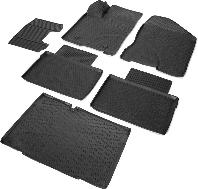 Комплект ковриков Rival для салона и багажника Lada Vesta универсал 2015-2020/Cross универсал 2017-2020, багажник без фальш пола