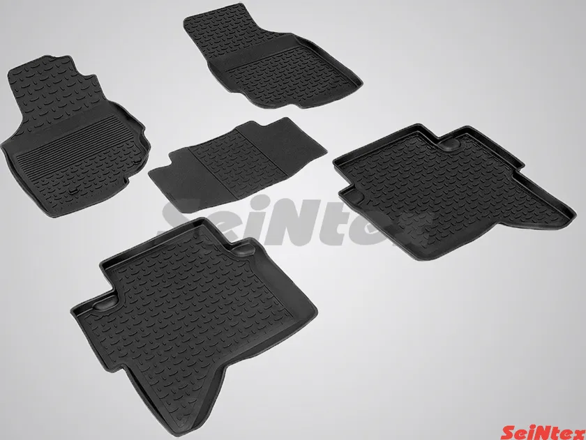 Коврики резиновые Seintex с высоким бортиком для салона Toyota Hilux VII 2011-2015