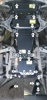 Защита Мотодор усиленная  для двигателя, КПП, радиатора, переднего дифференциала, раздаточной коробки Mitsubishi Pajero Sport III 2016-2020
