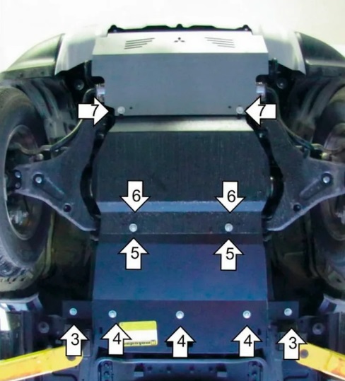 Защита Мотодор для двигателя, КПП, дифференциала передней оси Mitsubishi Pajero Sport II 2012-2015