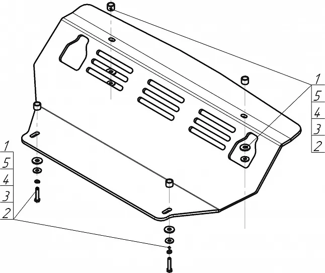 Защита алюминиевая Мотодор усиленная для интеркулера, радиатора Mitsubishi Pajero IV АКПП 2006-2020