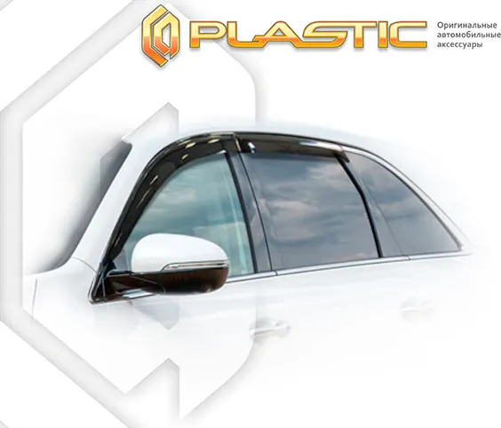 Дефлекторы СА Пластик для окон (Classic полупрозрачный, Хром) Kia Sorento Prime   2015–2020