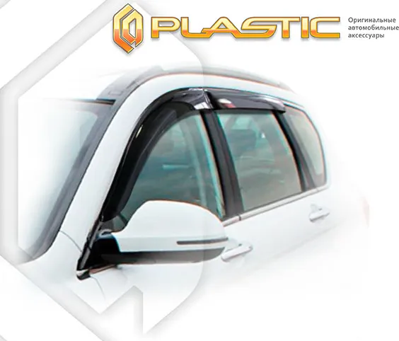 Дефлекторы СА Пластик для окон (Classic полупрозрачный, Хром) Haval H6 2015-2020