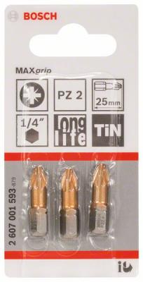 Бита Pz2 Max Grip BOSCH 2607001593, 25 мм, 3 штуки