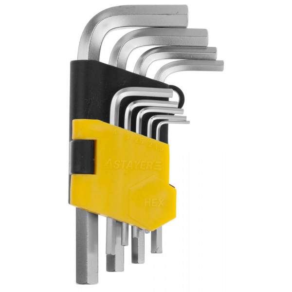 Ключи имбусовые короткие STAYER MASTER 2740-H9 (Cr-V, HEX 1.5-10 мм, 9 предметов)