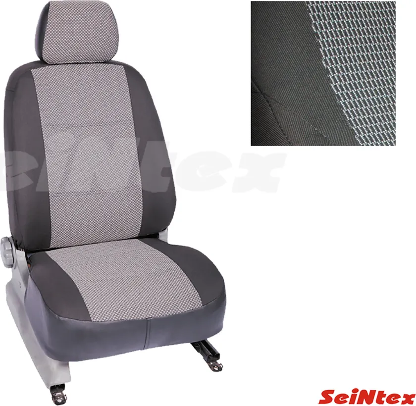 Чехлы Seintex (жаккард) на сидения для SsangYong Actyon II 2011-2015, цвет Черный/Серый