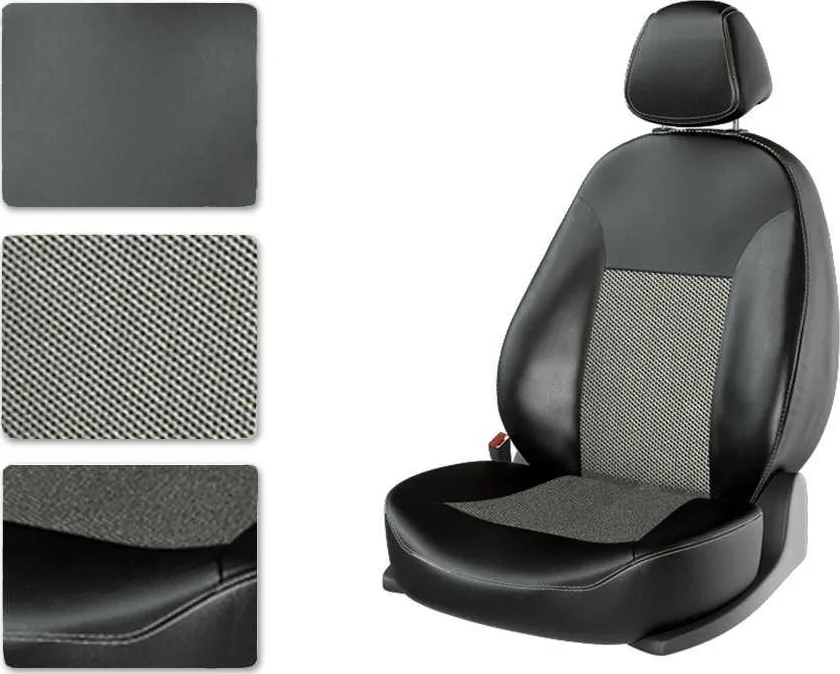 Чехлы универсальные CarFashion Atom Van Jacquard на сидения авто, цвет Блик черный/Серый/Серый