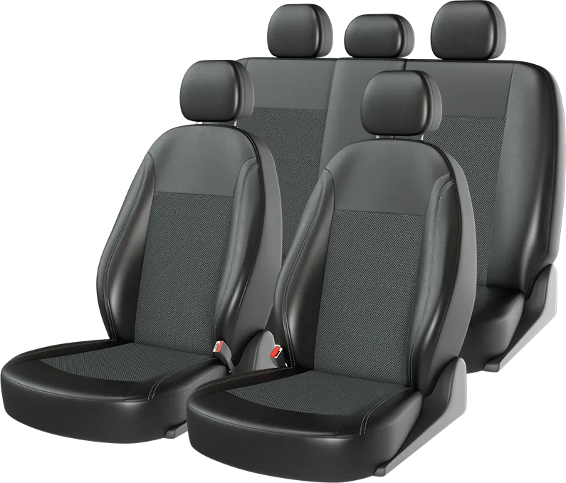 Чехлы универсальные CarFashion Atom Jacquard на сидения авто, цвет Черный/Темно серый/Серый