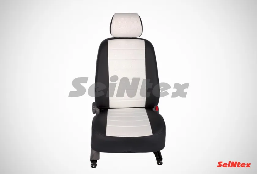 Чехлы Seintex (экокожа) на сидения (с подлокотником) для Toyota Hilux пикап 2011-2015, цвет Белый