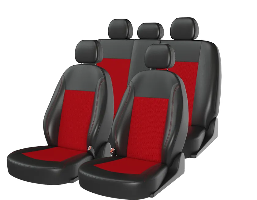 Чехлы универсальные CarFashion Atom Jacquard на сидения авто, цвет Черный/Красный/Красный