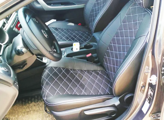 Чехлы Alvi-Style Комфорт на сидения для Volkswagen Tiguan II 2017-2020, цвет Черный/ромб черная строчка