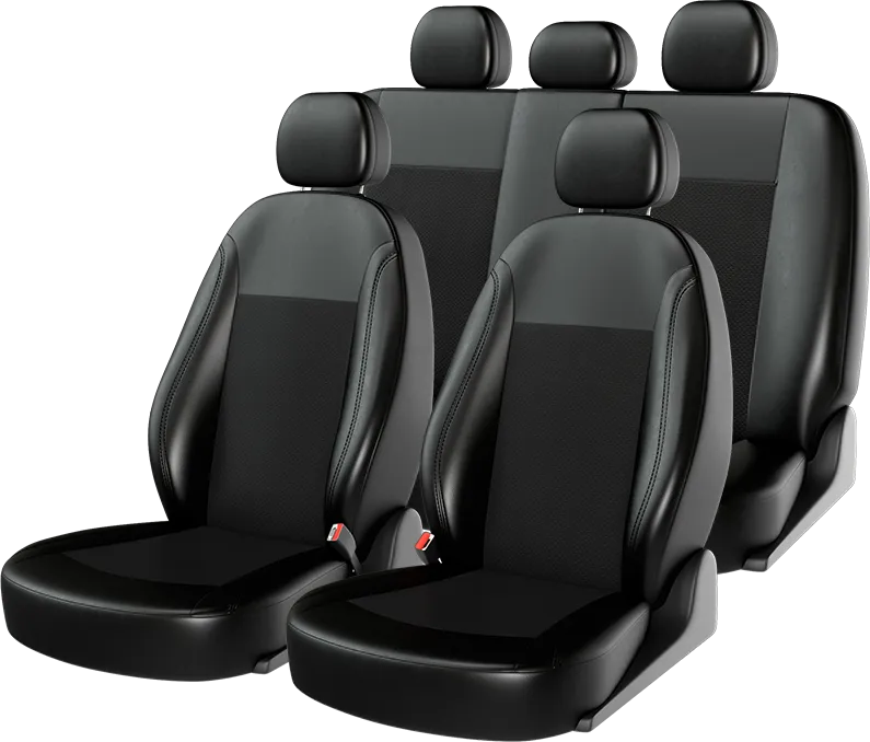 Чехлы универсальные CarFashion Atom Van Leather на сидения авто, цвет Черный/Черный/Черный