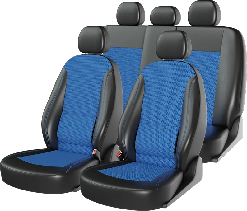 Чехлы универсальные CarFashion Atom Comfort на сидения авто, цвет Черный/Синий/Синий