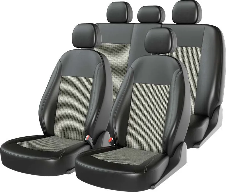 Чехлы универсальные CarFashion Atom Zamsha на сидения авто, цвет Черный/Серый/Серый