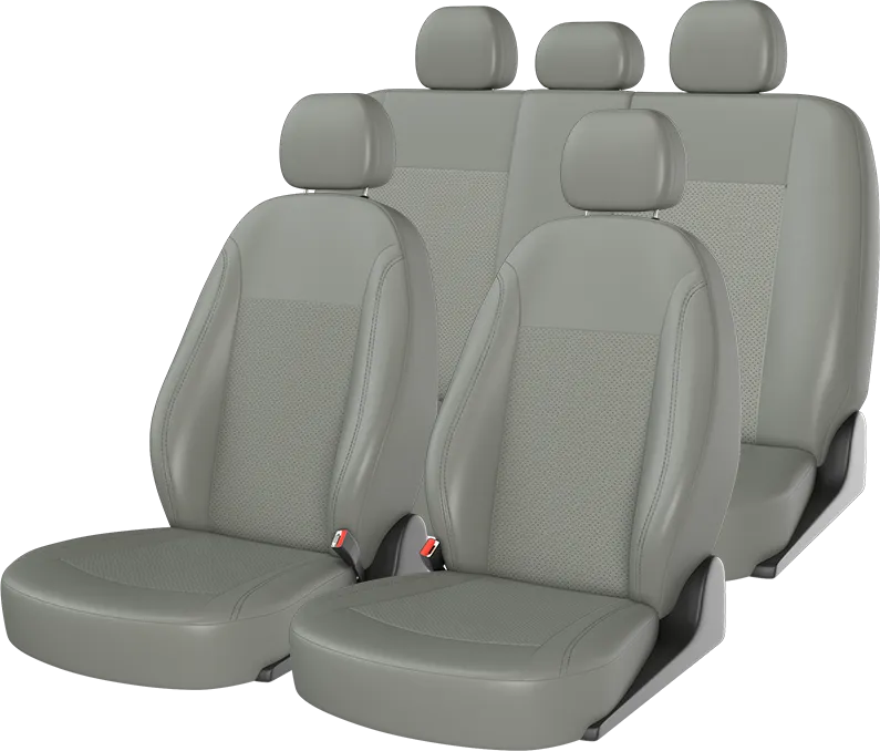 Чехлы универсальные CarFashion Atom Leather на сидения авто, цвет Серый/Серый/Серый
