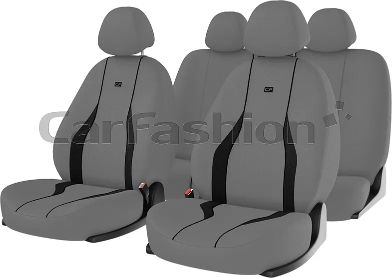 Чехлы универсальные CarFashion Neon на сидения авто, цвет Черный/Светло-серый/Черный/LOGO черный