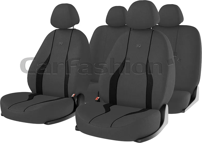 Чехлы универсальные CarFashion Neon на сидения авто, цвет Черный/Темно-серый/Черный/LOGO серый
