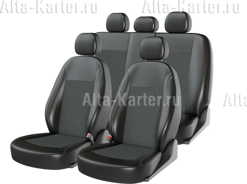 Чехлы универсальные CarFashion Atom Jacquard 3D на сидения авто, цвет Черный/Серый/Серый