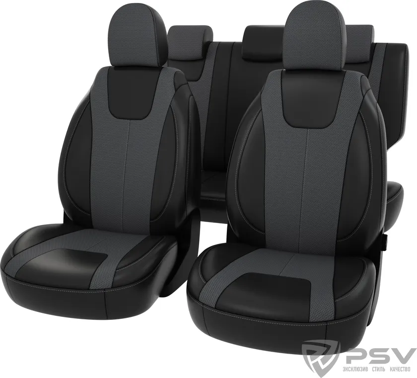 Чехлы PSV Оригинал на сидения для Lada Vesta седан 2015-2020, цвет Черный/серый