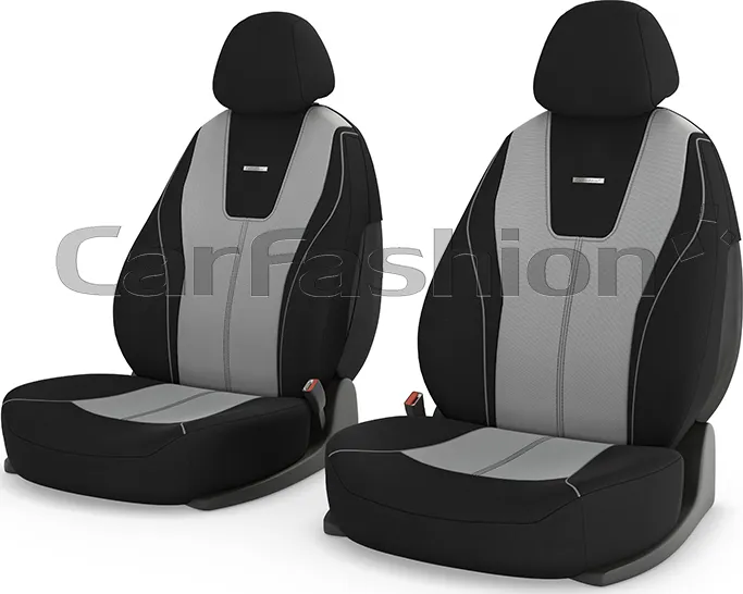 Чехлы универсальные CarFashion Douglas на передние сидения авто, цвет Светло-серый/Черный/Светло-серый