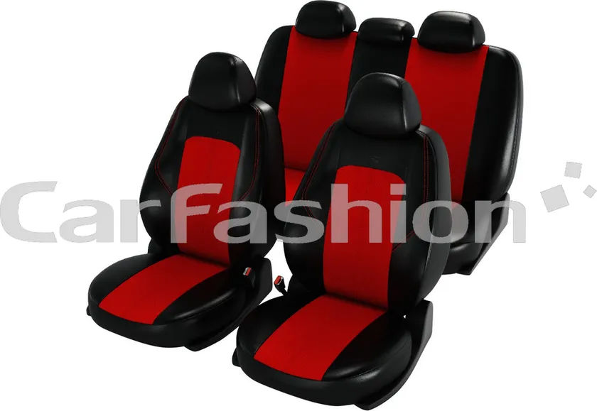 Чехлы универсальные CarFashion Ranger Leather на сидения авто, цвет Черный/Красный/Красный