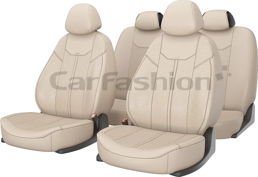 Чехлы универсальные CarFashion Mustang на сидения авто, цвет Бежевый/Бежевый/Бежевый
