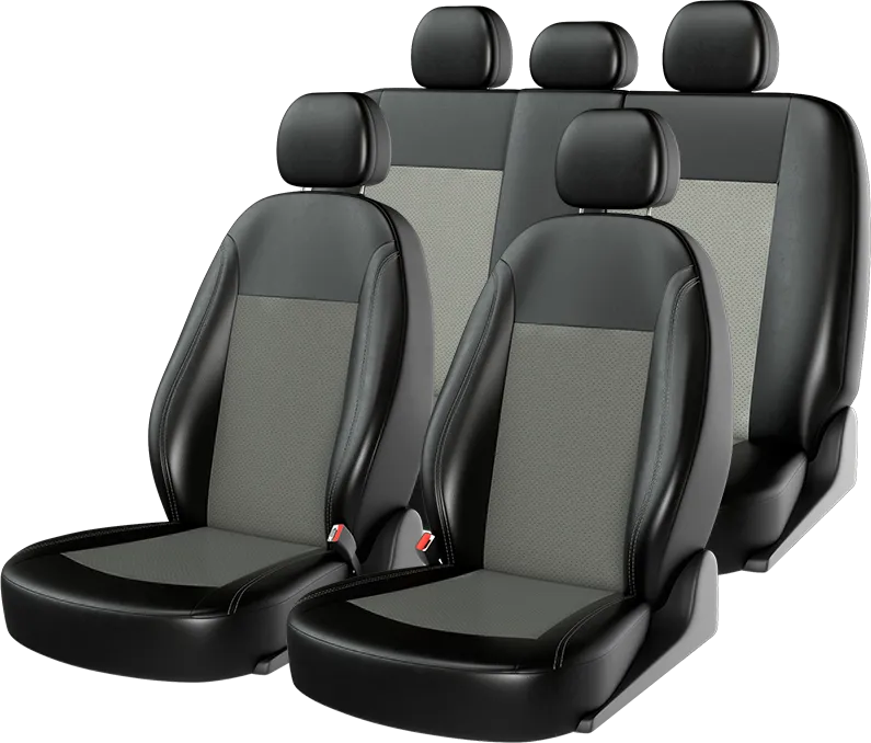 Чехол универсальный CarFashion Atom Leather Single на переднее сидение авто, цвет Черный/Серый/Серый